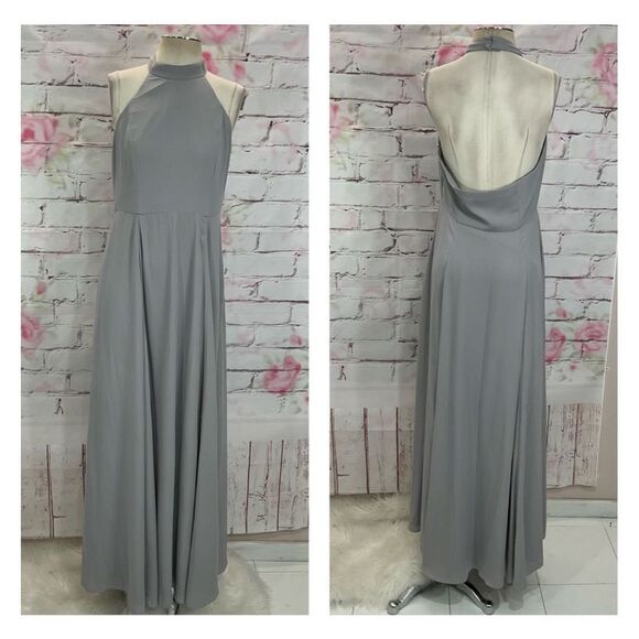 Fame and Partners Dresses & Skirts - Fame and partners halter mock neck medium gray gown